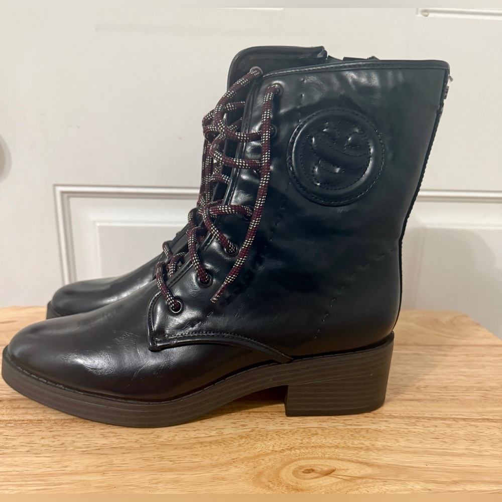 Sam & Libby Black Combat Boots with Laces and Zip New Never Worn - Picture 2 of 8